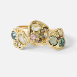 Silk / Teal and Lime Cluster Ring By Hiroyo