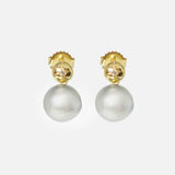 Front view of Umi / Button Round Earrings