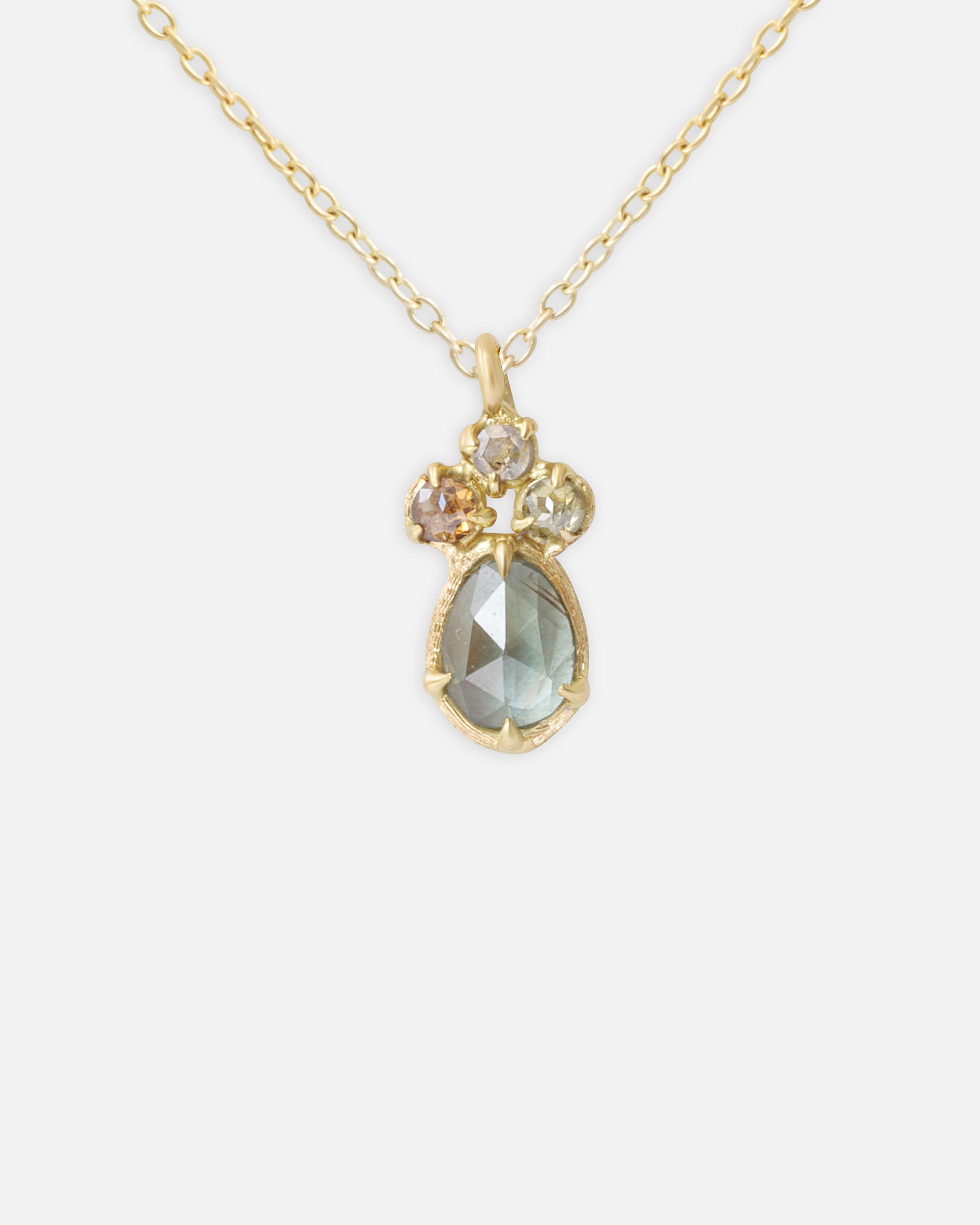 Silk / Grey and Orange Sapphire Pendant By Hiroyo