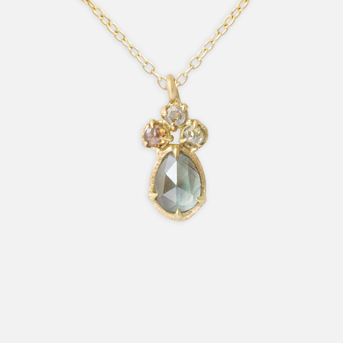 Silk / Grey and Orange Sapphire Pendant By Hiroyo in pendants Category