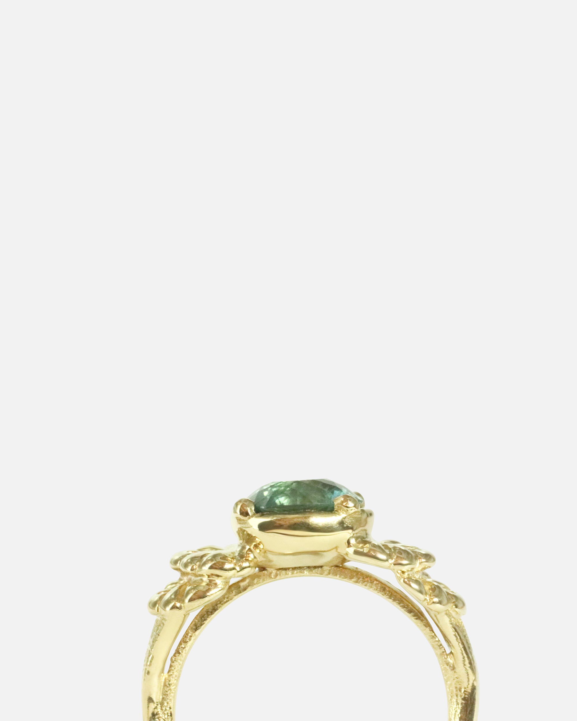 Side shank view of Lotus Blossom Tourmaline Ring by Young Sun Song