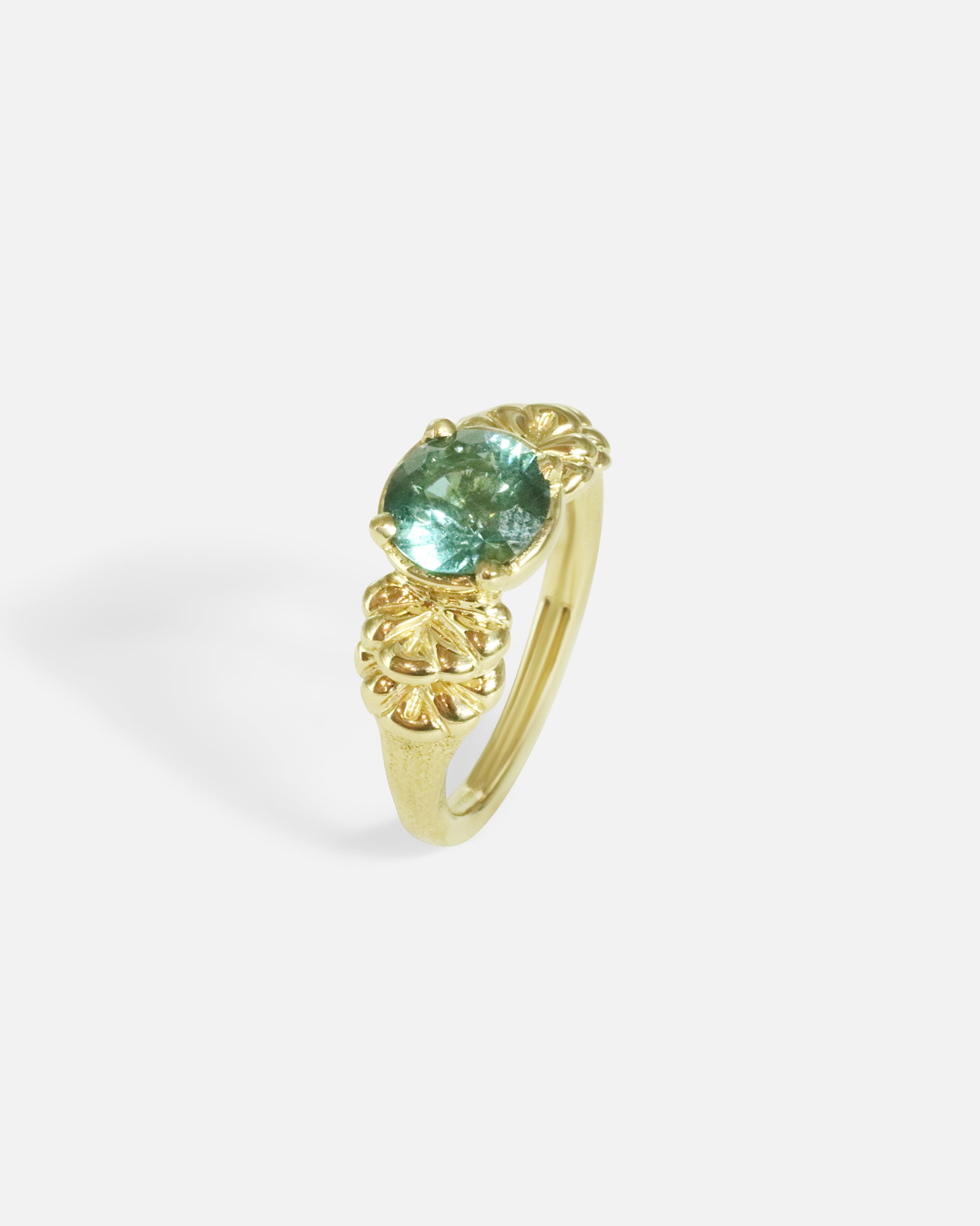 Angled view of Lotus Blossom Tourmaline Ring by Young Sun Song