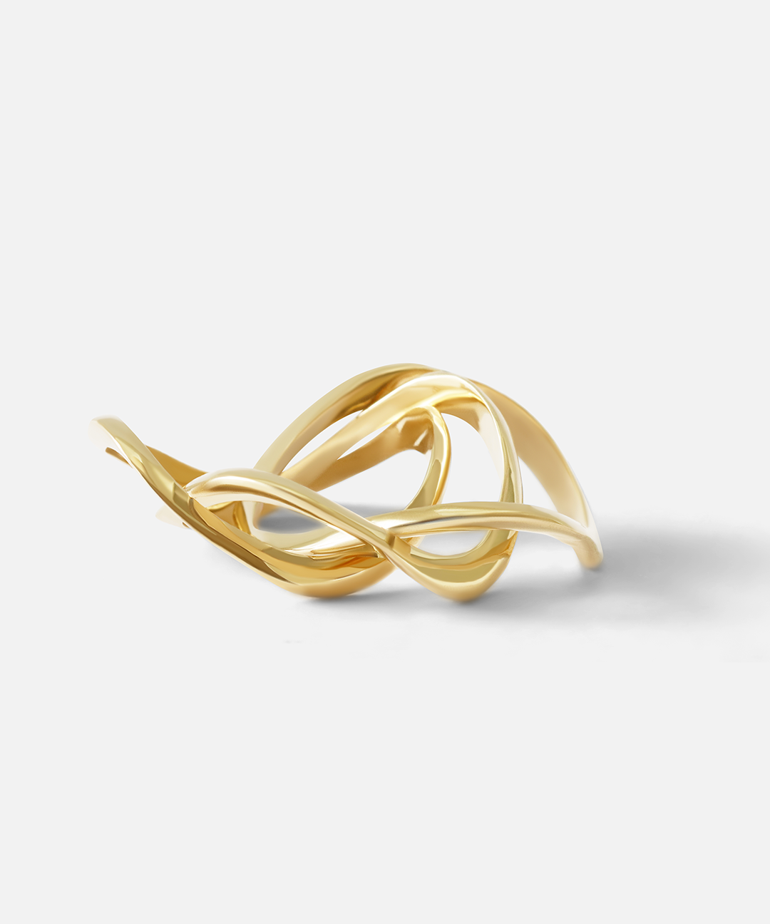 Stacked view of Twist Stack Rings in 14k yellow gold by Lucia B Marti