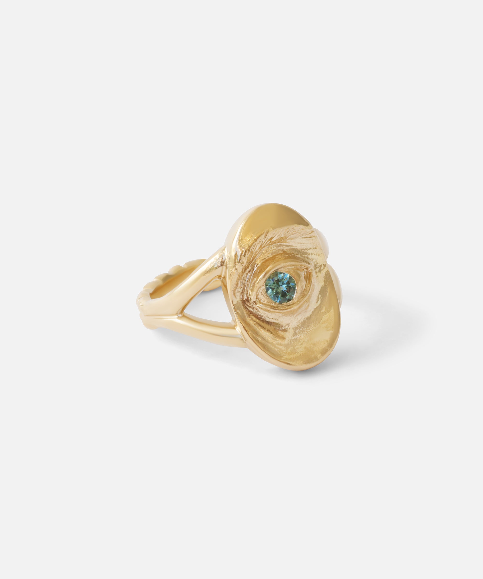 Intagliaux / Oval Green Sapphire Ring By Alfonzo