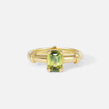 Front view of Orion Solitaire Green Sapphire Ring