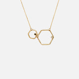 Front view of Hexagon Necklace / Black and White Diamonds by Ariko