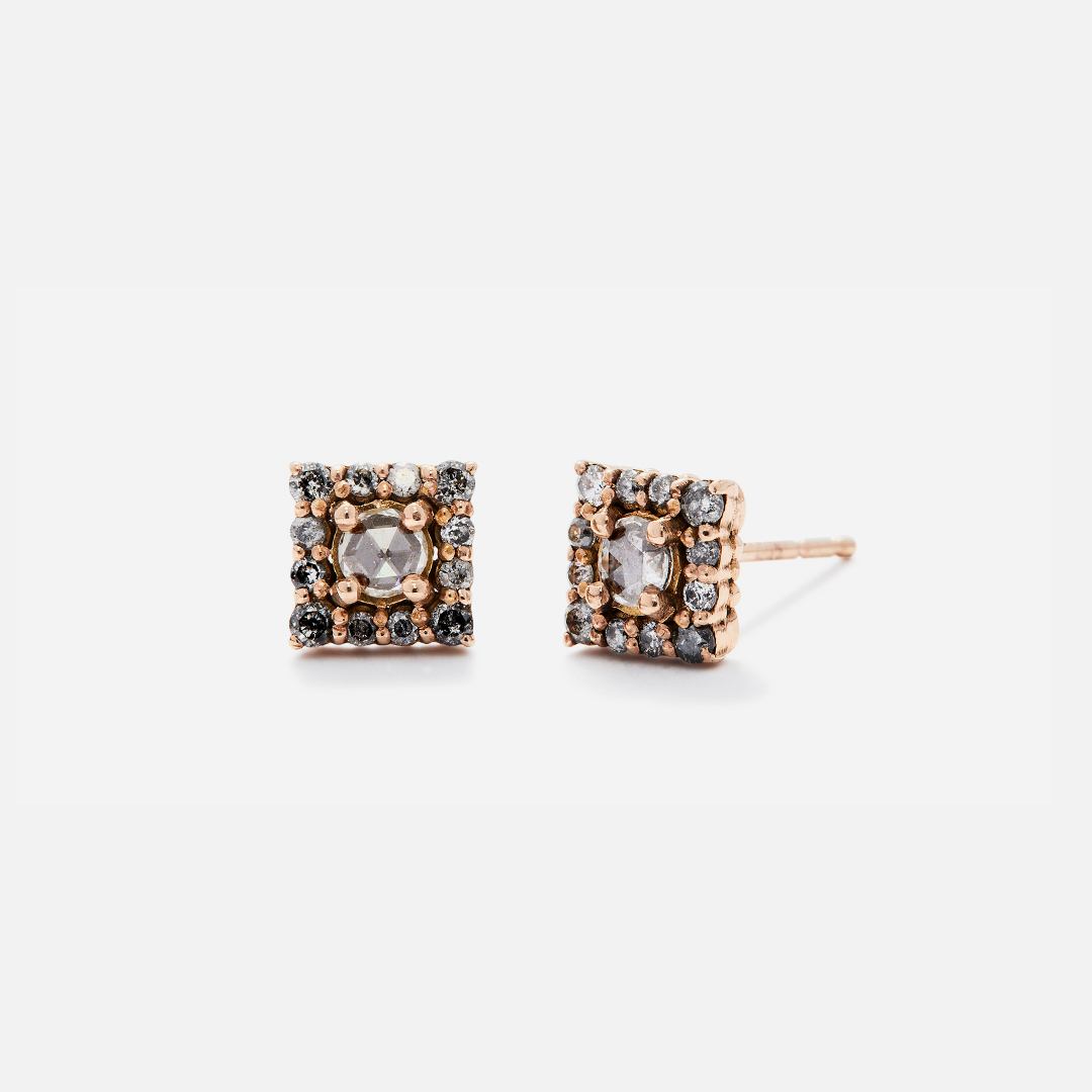 Front and side view of Cathedral / Rose Cut Studs
