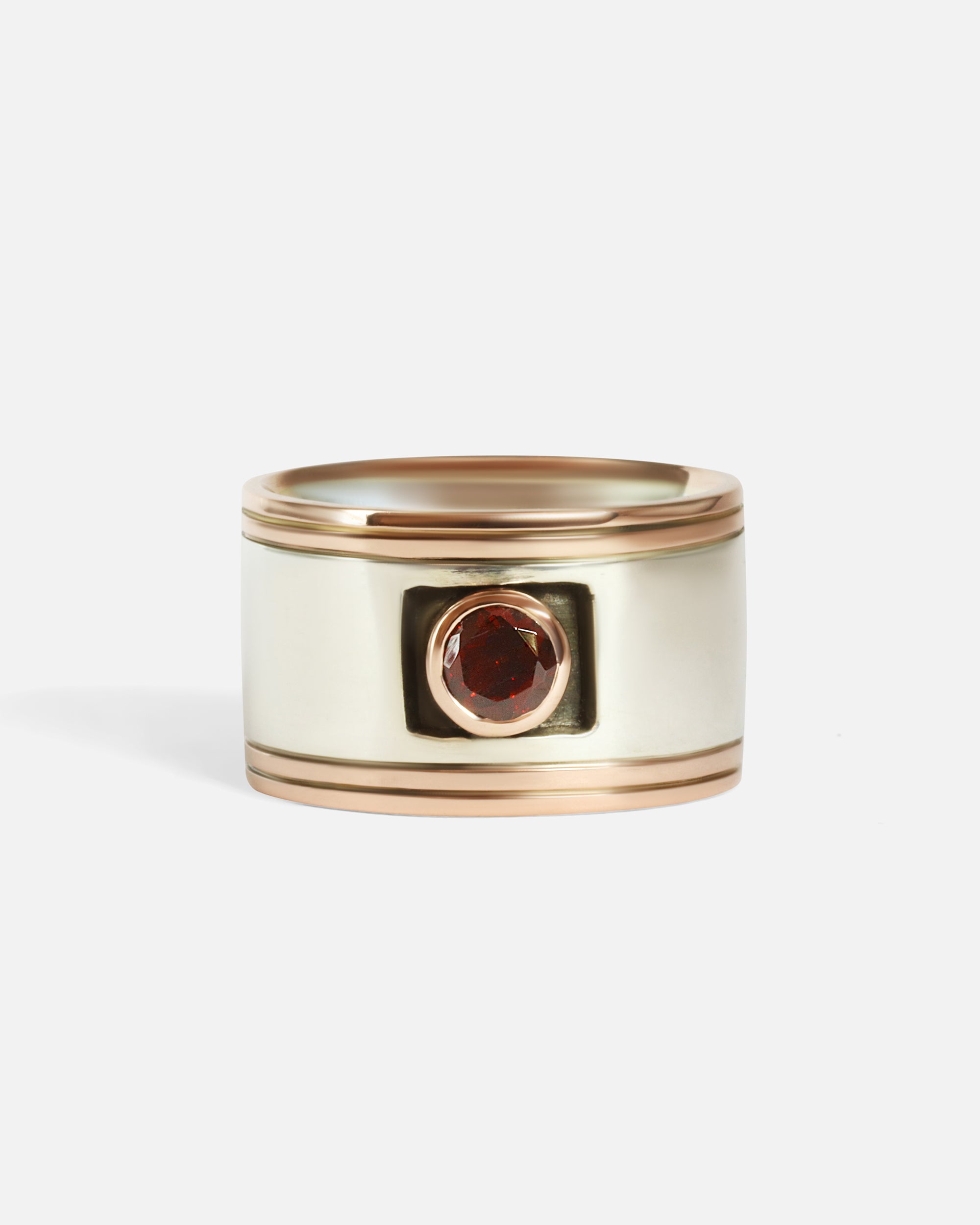 Front view of Garnet Double Band Ring by Fitzgerald Jewelry
