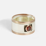 Side view of Garnet Double Band Ring by Fitzgerald Jewelry