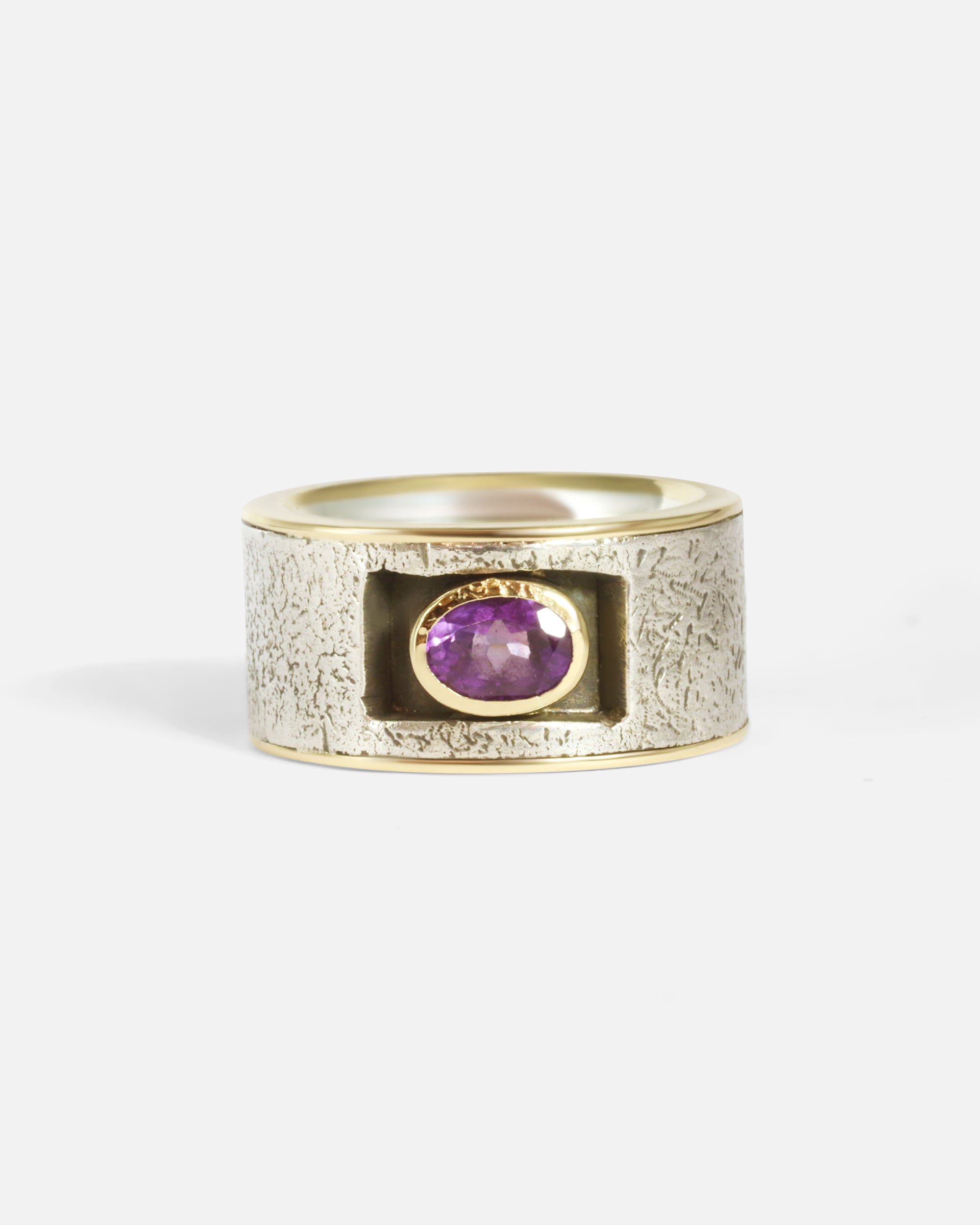Front view of Reticulated Amethyst Ring by Fitzgerald Jewelry