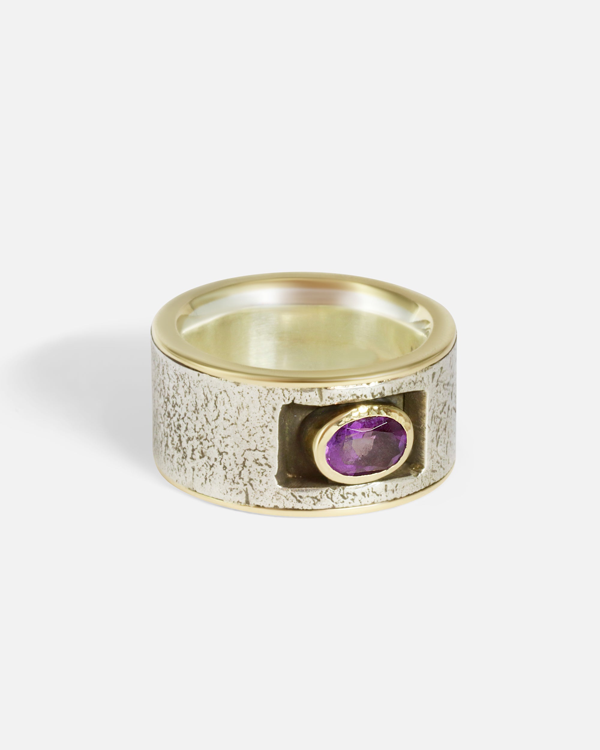 Side view of Reticulated Amethyst Ring by Fitzgerald Jewelry