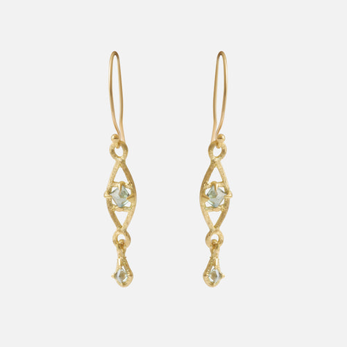 Silk / Pyramid Teal Sapphire Earrings By Hiroyo in earrings Category