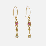 Silk / Pyramid Ruby Earrings By Hiroyo