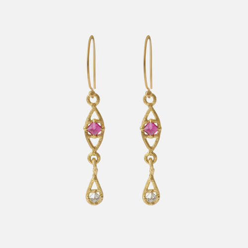 Silk / Pyramid Ruby Earrings By Hiroyo in earrings Category