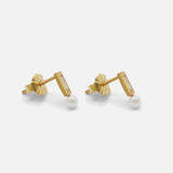 Side view of Umi / Baguette Seed Pearl Studs