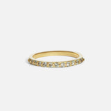 Front view of Dew 3mm / Blue Green Sapphire in 18k yellow gold by Hiroyo