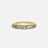 Front view of Dew 3mm / Blue Green Sapphire in 18k yellow gold by Hiroyo