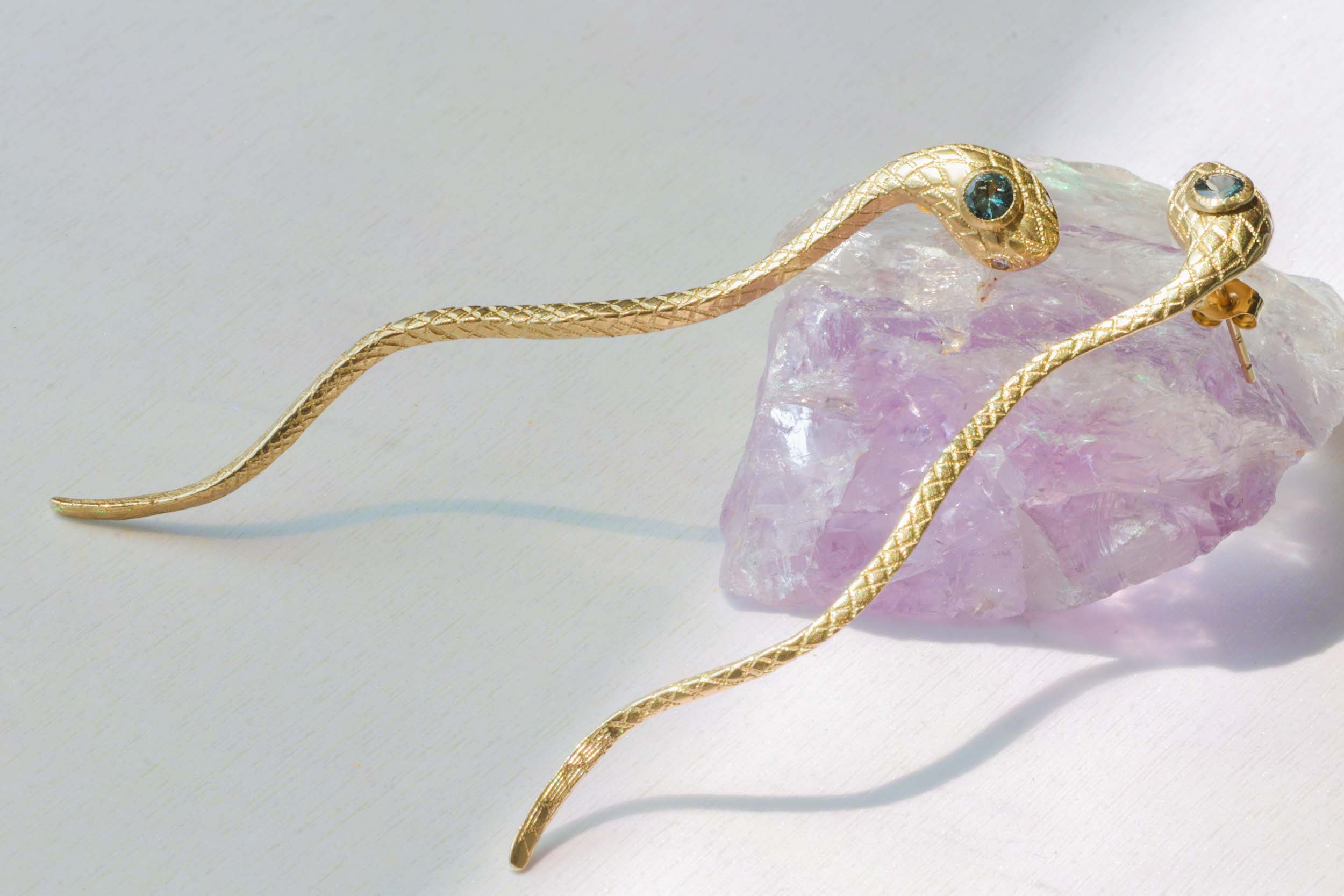 Ornata Ophidia Earrings / Green Sapphires By Ides