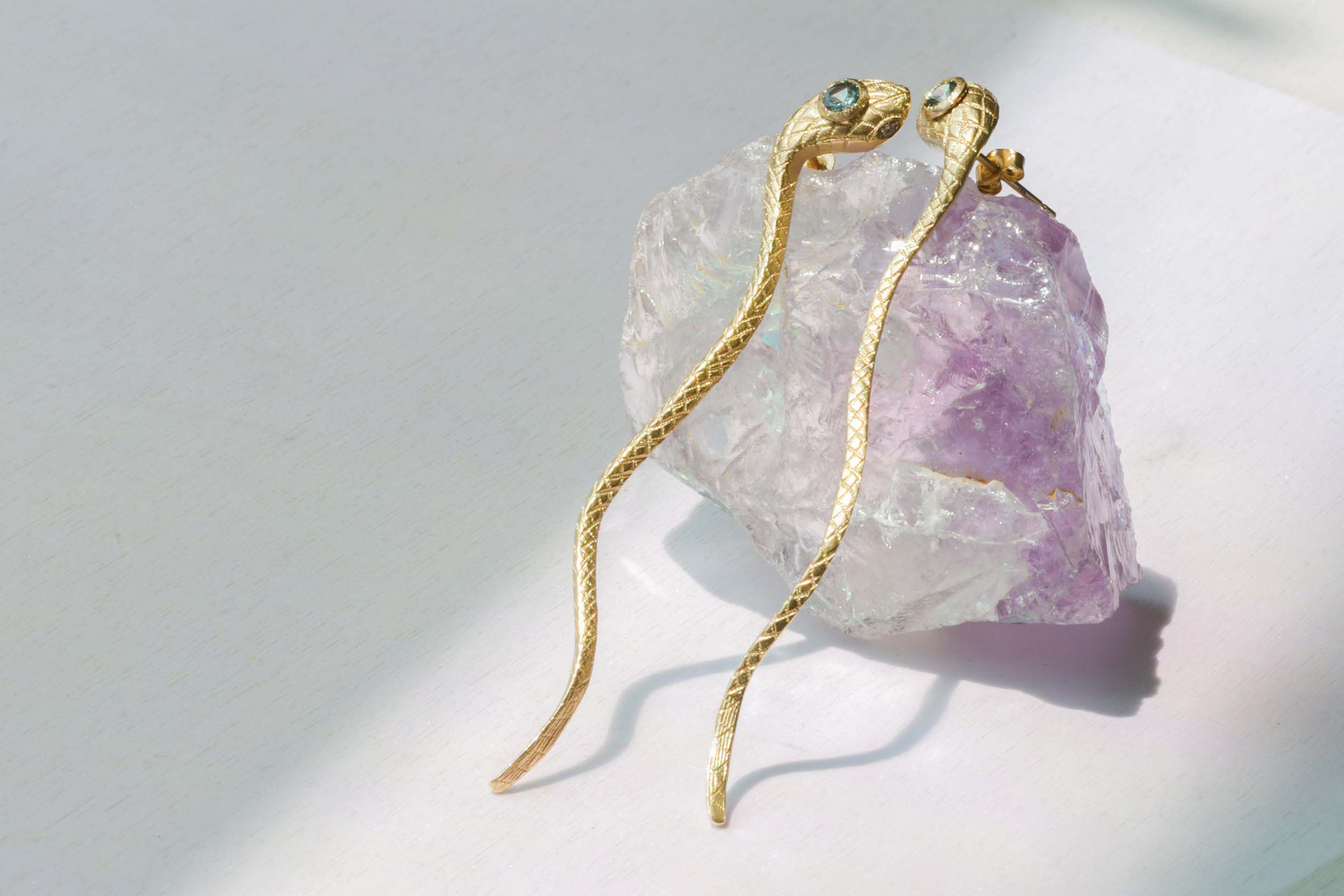 Ornata Ophidia Earrings / Green Sapphires By Ides