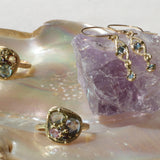 Silk / Pyramid Teal Sapphire Earrings By Hiroyo