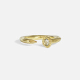 Front view of Diamond Twisted Nail Ring in 14k yellow gold by Ides