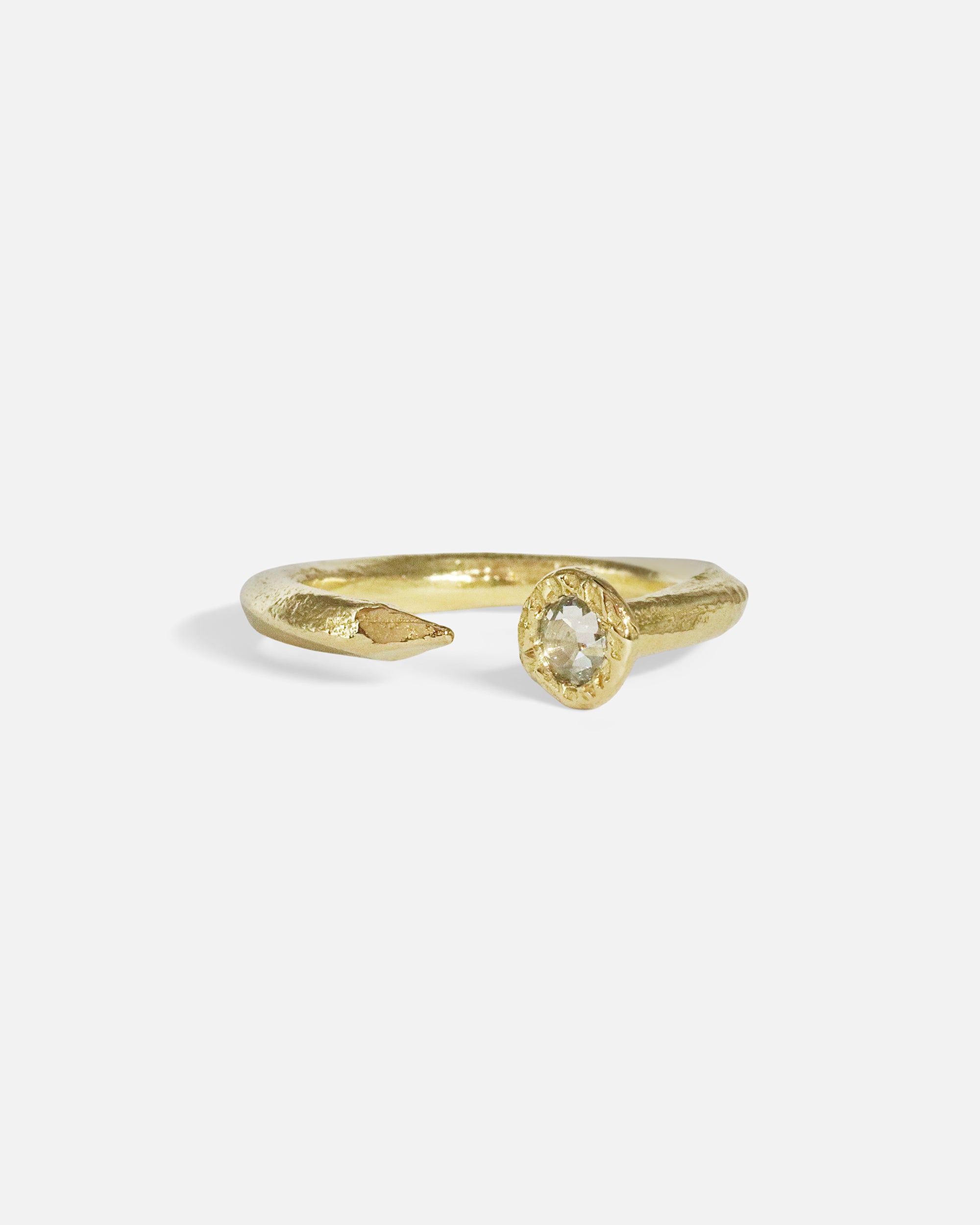 Front view of Diamond Twisted Nail Ring in 14k yellow gold by Ides