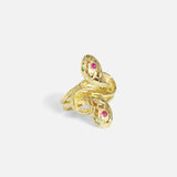 Side view of Duo Ophidia Sapphire Ring in 14k yellow gold by Ides