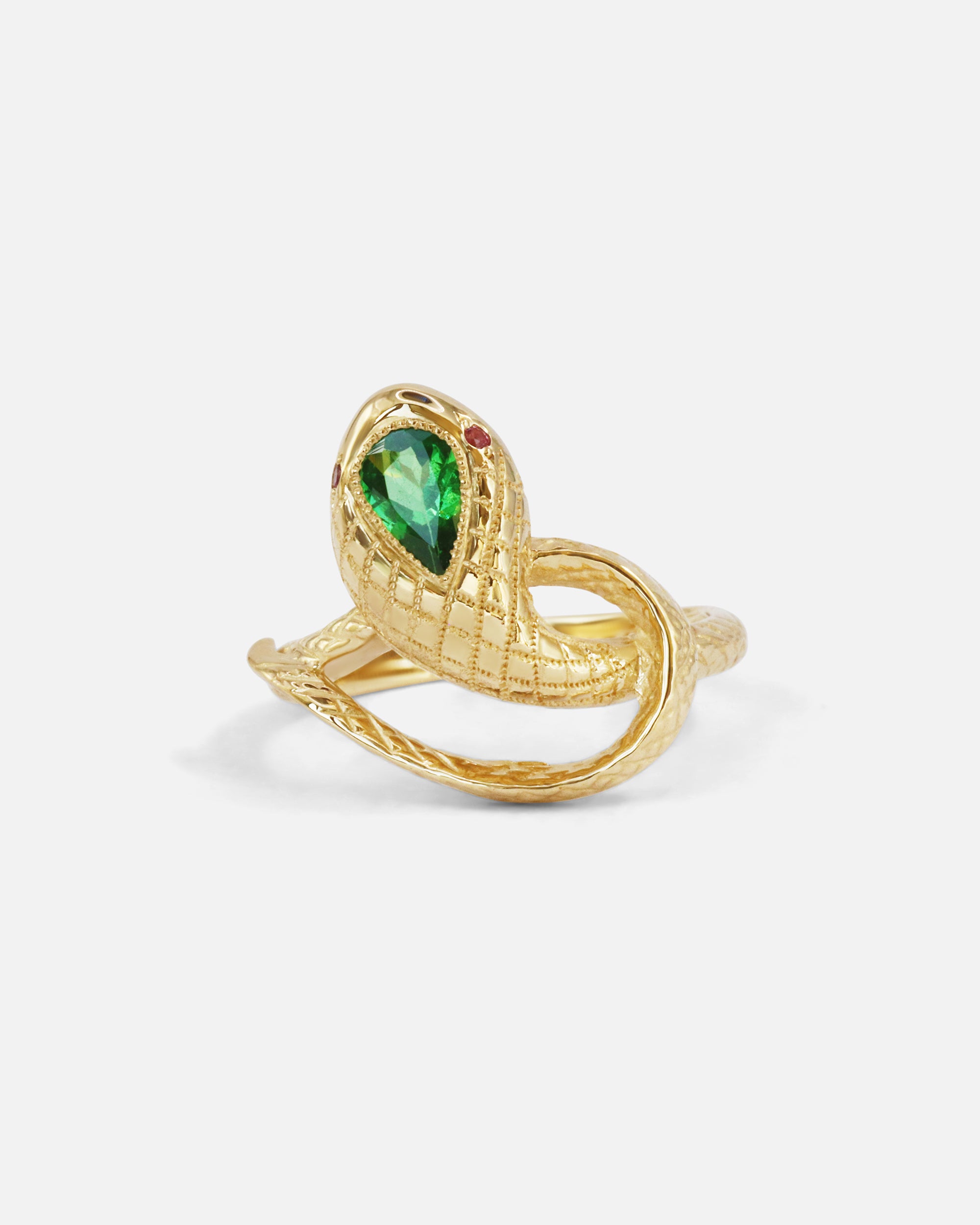 Ornata Ophidia Pear Ring / Tsavorite By Ides