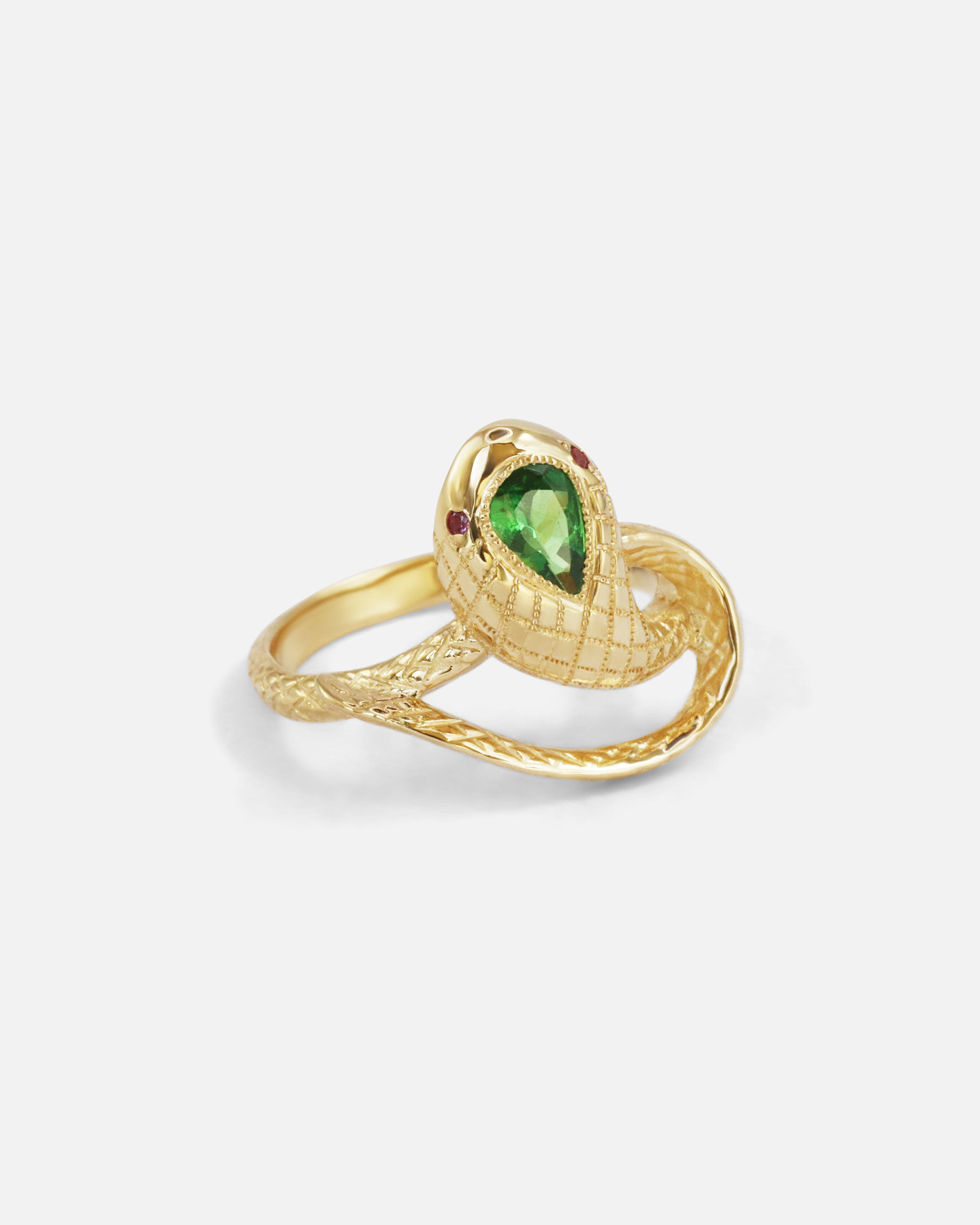 Ornata Ophidia Pear Ring / Tsavorite By Ides