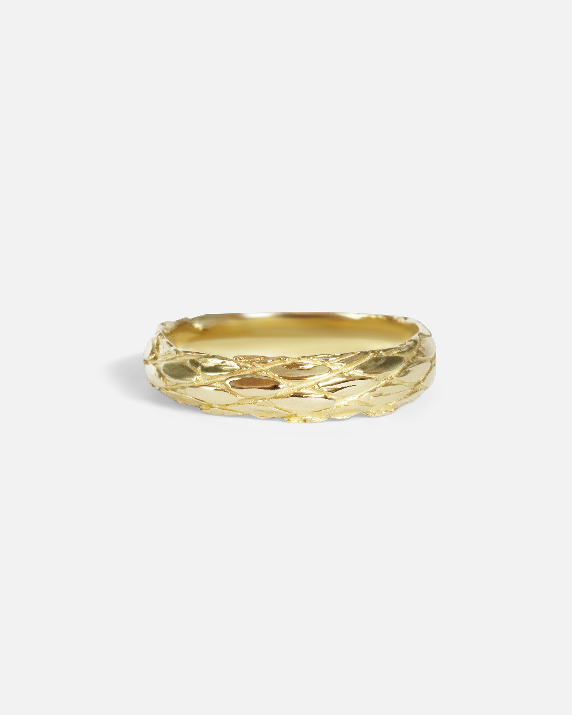Front view of Scales Band in 14k yellow gold by Ides