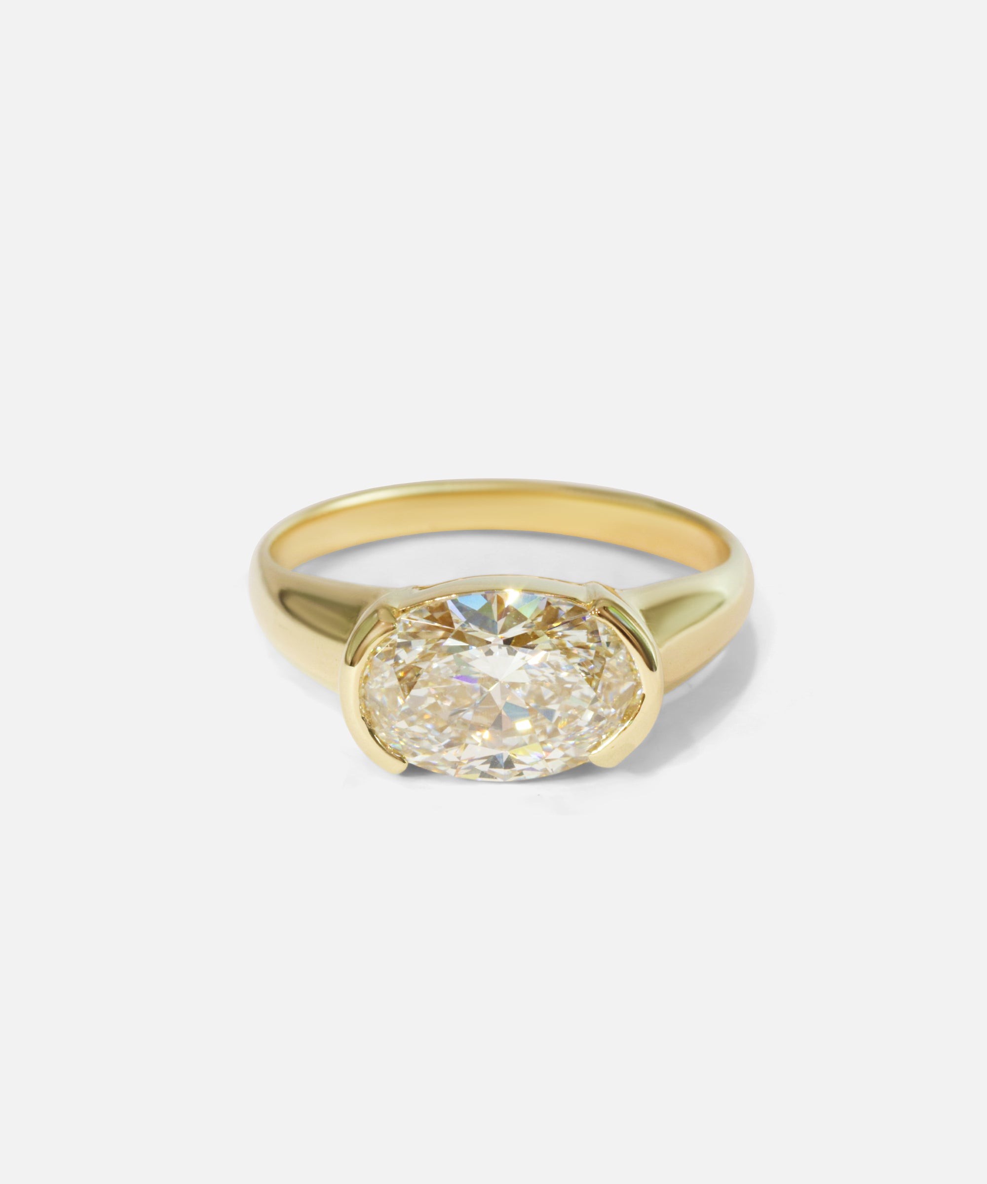 Front view of Chalice Ring / Lab Diamond in 14k yellow gold by Joko