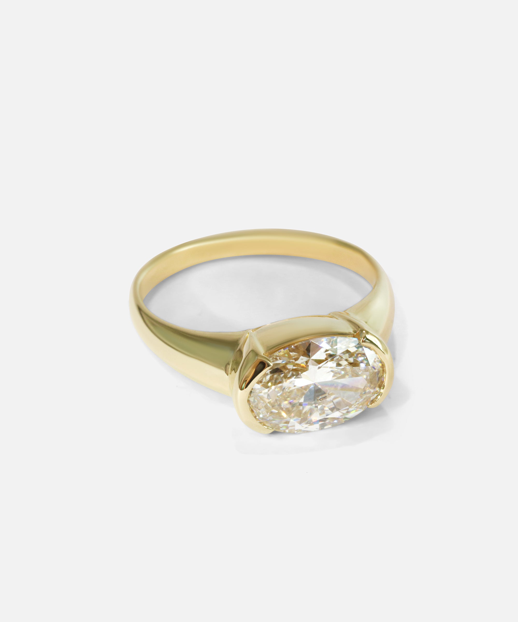 Side view of Chalice Ring / Lab Diamond in 14k yellow gold by Joko