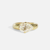 Front facing view of Comet Ring / Lab Pear Diamond in 14k yellow gold by Joko
