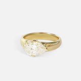 Alternative angled view of Comet Ring / Lab Pear Diamond in 14k yellow gold by Joko