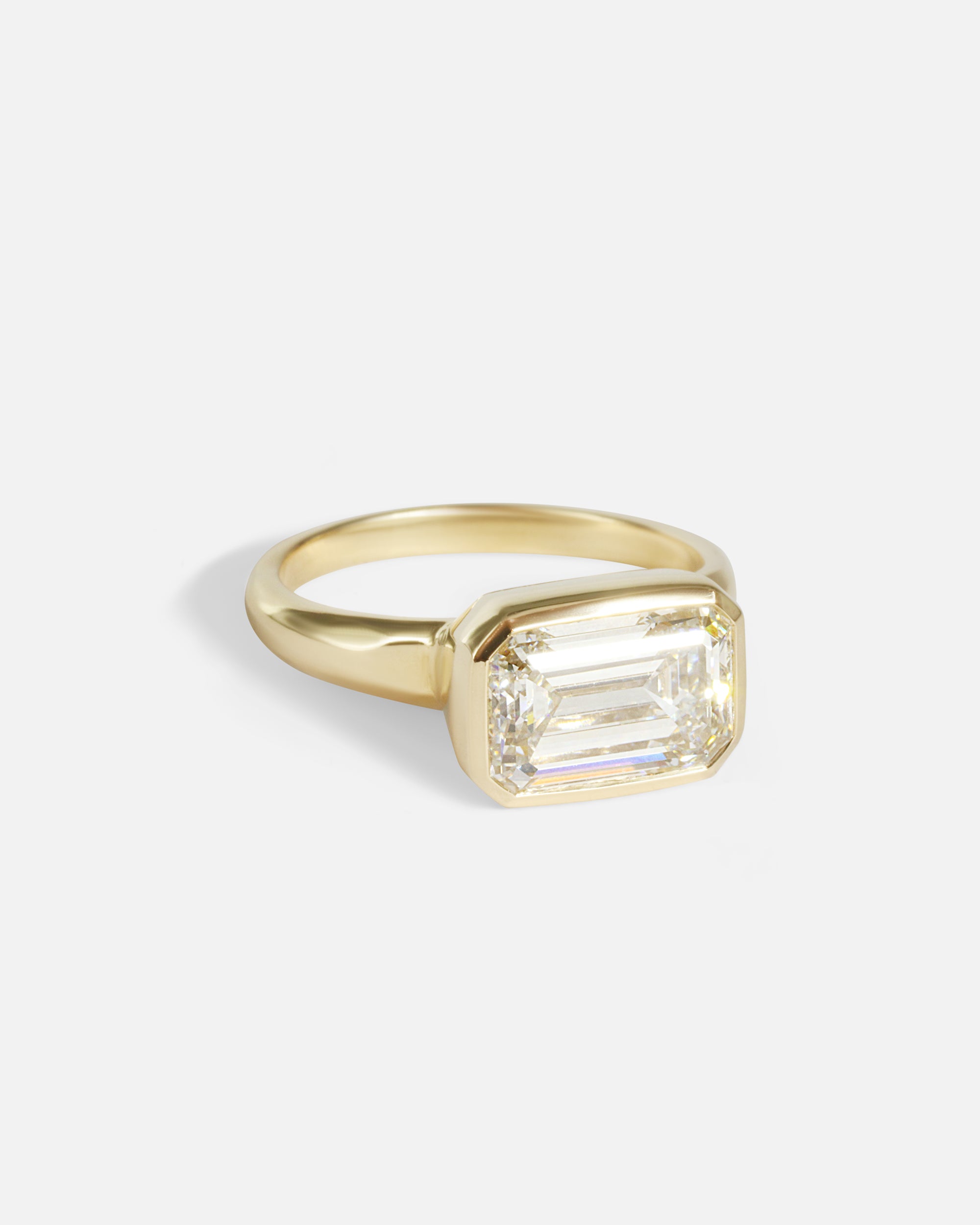 Side view of Fractal Ring / 3.6ct Lab Diamond in 14k yellow gold by Joko