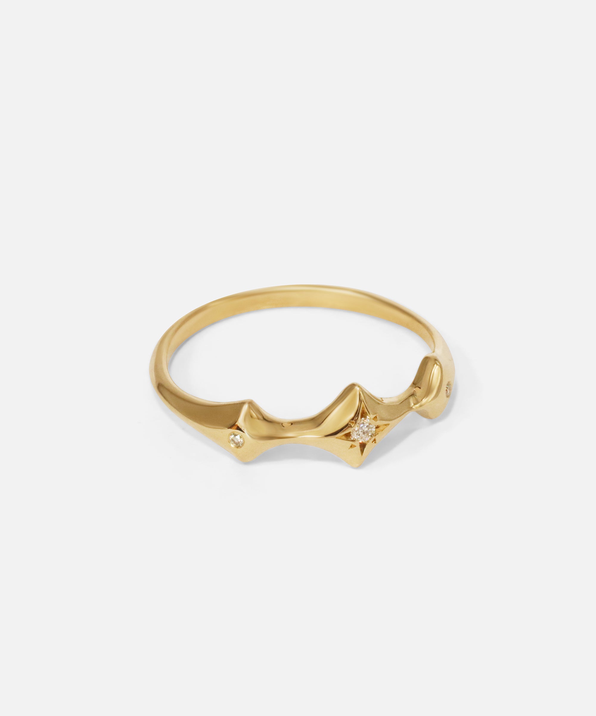 Side view of Triple Star Ring / White Diamond by Joko