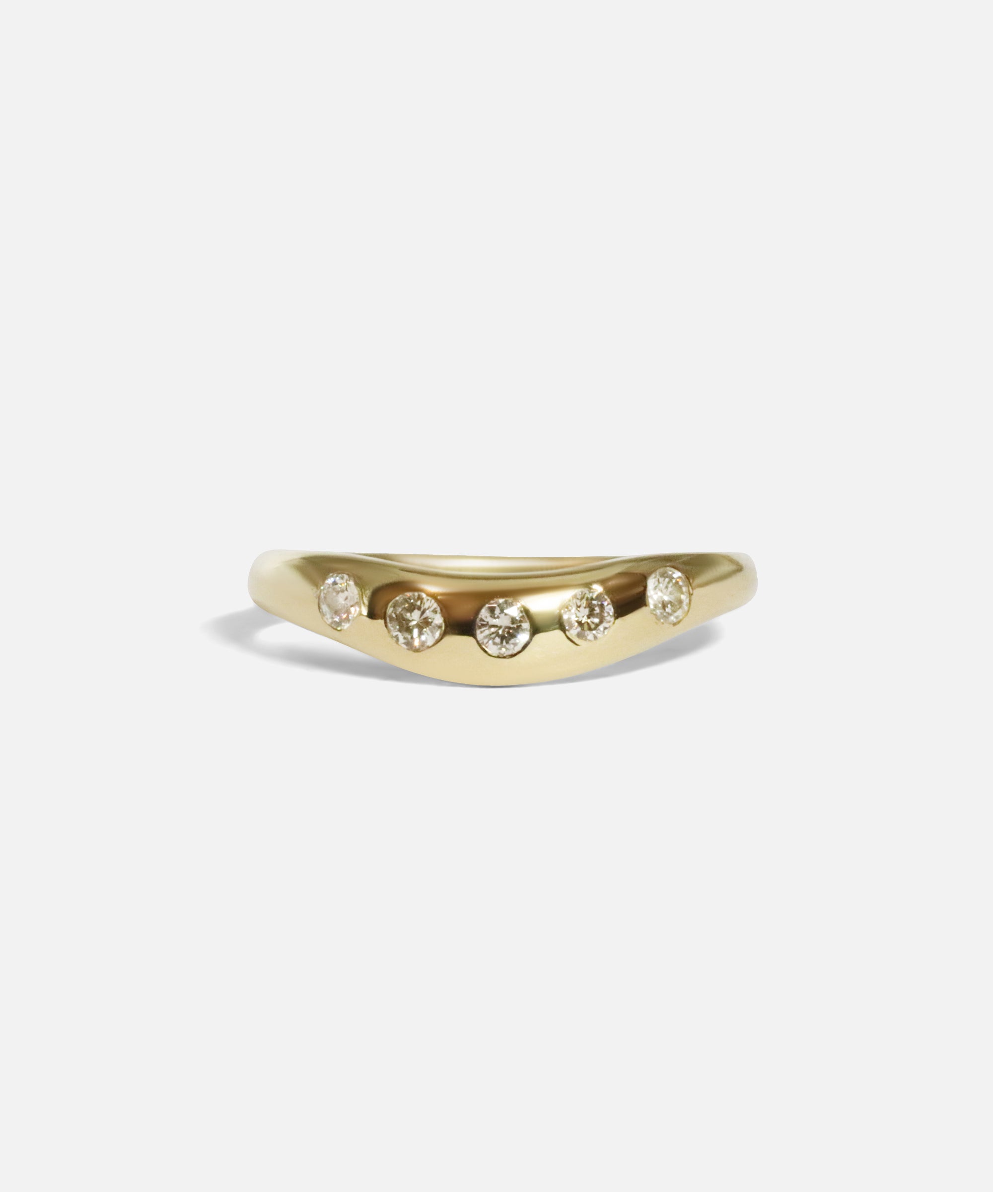 Front view of Wide Curve Band / Five Stone in 14k yellow gold by Joko