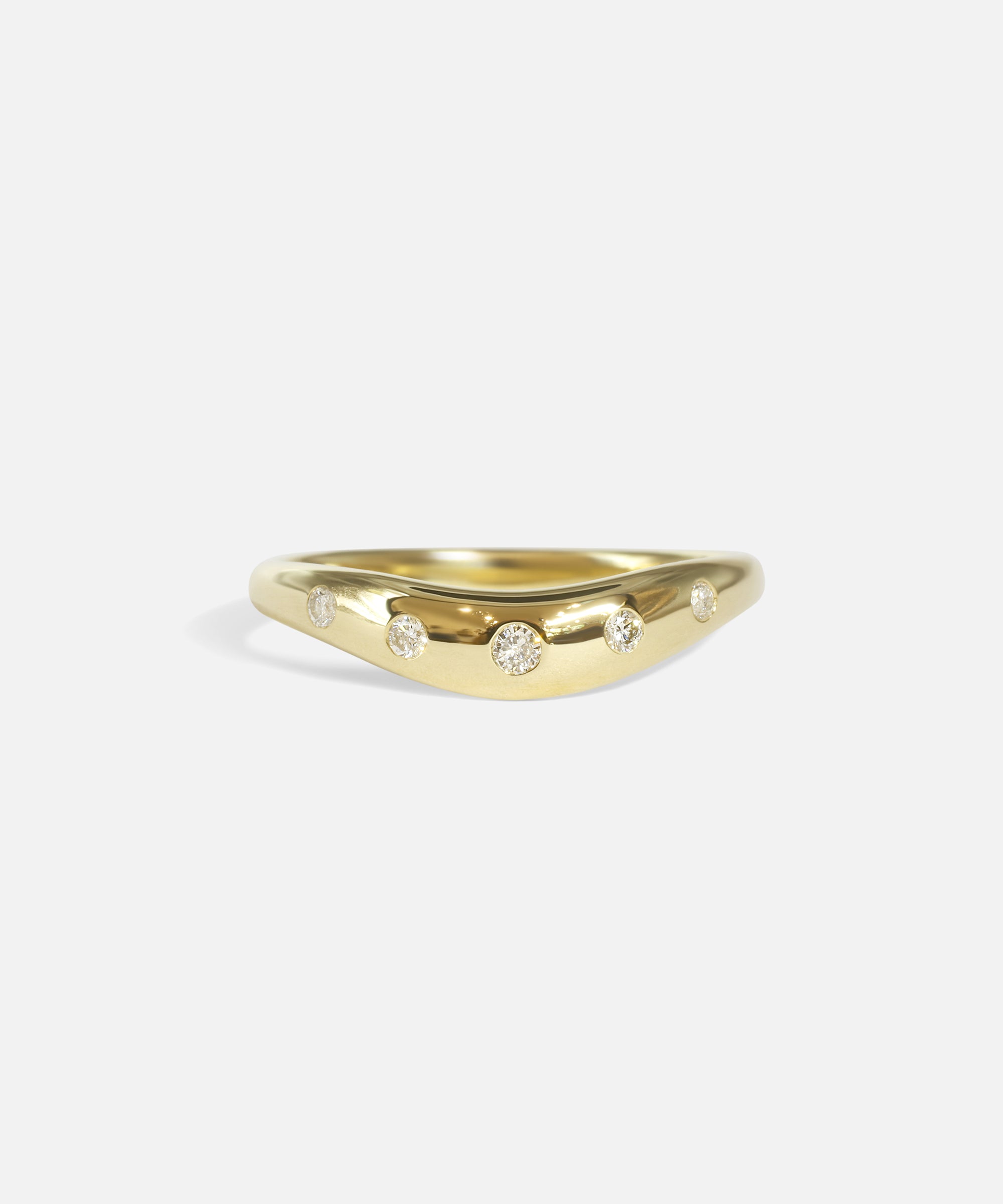 Front view of Wide Curve Band / Lab Five Stone in 14k yellow gold by Joko