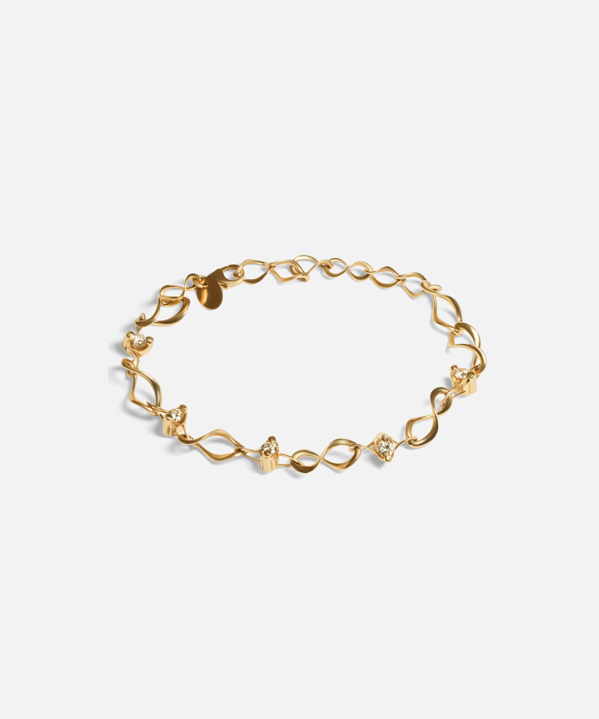 Front view of Locus Intermittendi Bracelet in 14k yellow gold By Lucia B Marti