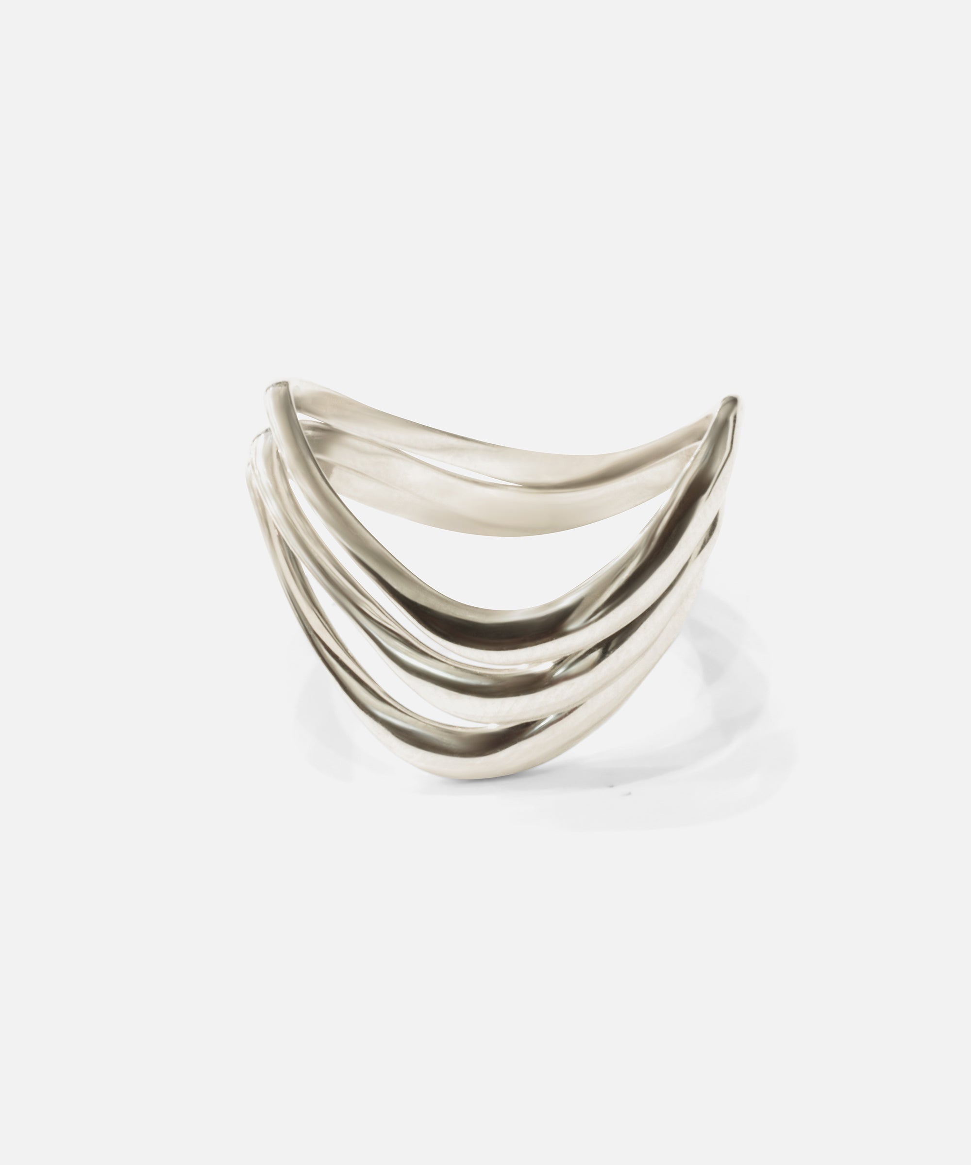 Front view of Twist Stack Rings in 14k white gold by Lucia B Marti