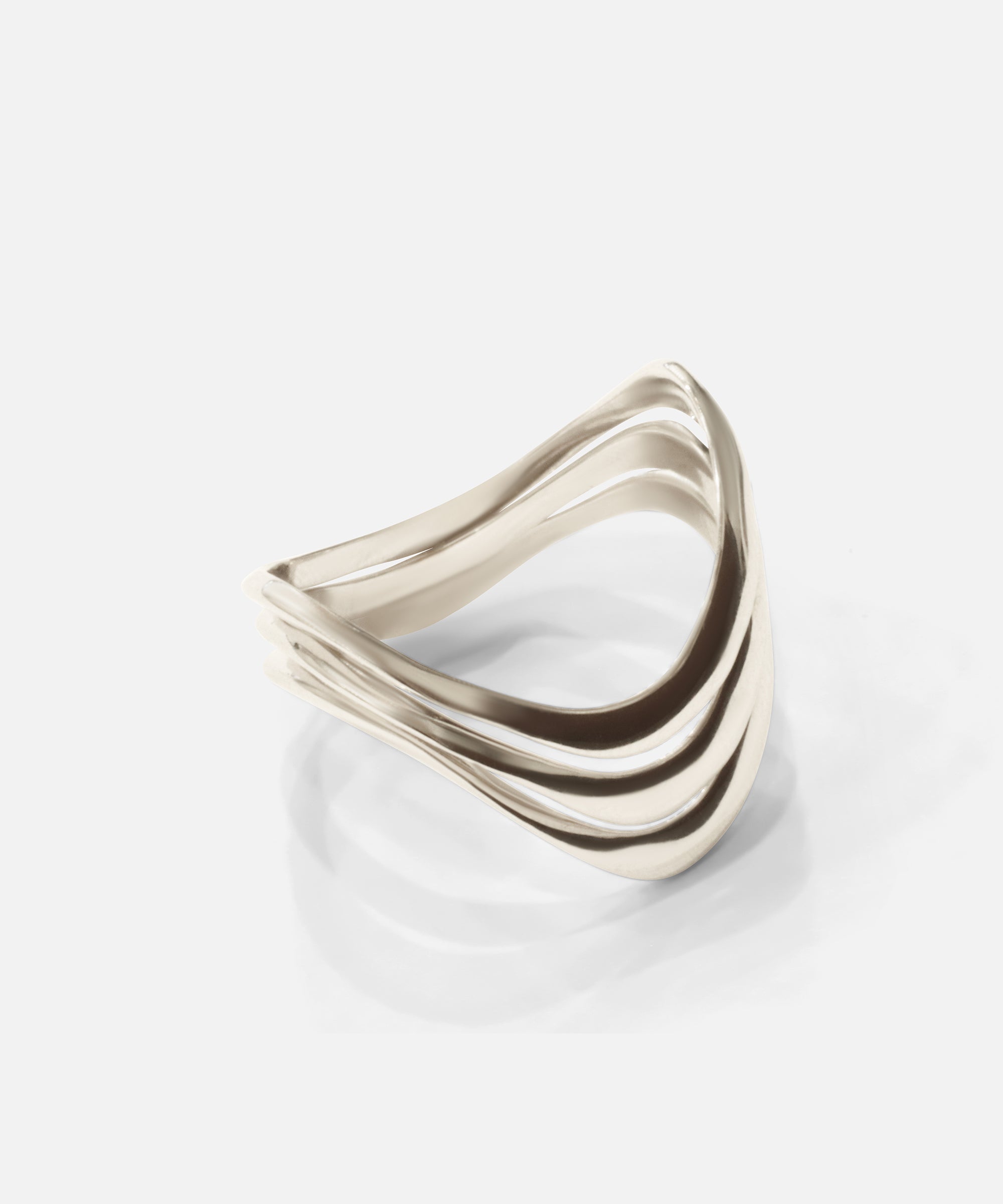Side view of Twist Stack Rings in 14k white gold by Lucia B Marti