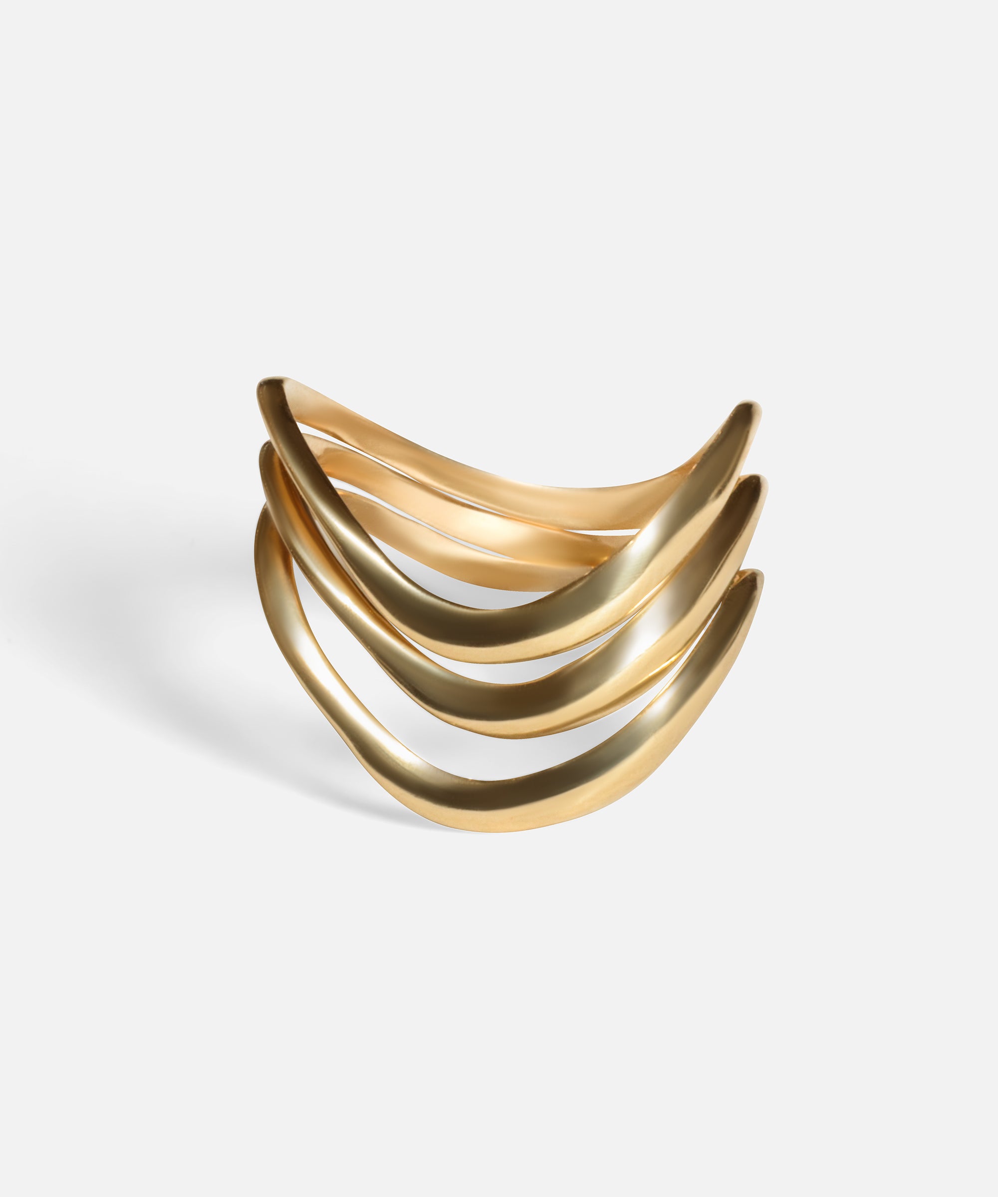 Front view of Twist Stack Rings in 14k yellow gold by Lucia B Marti