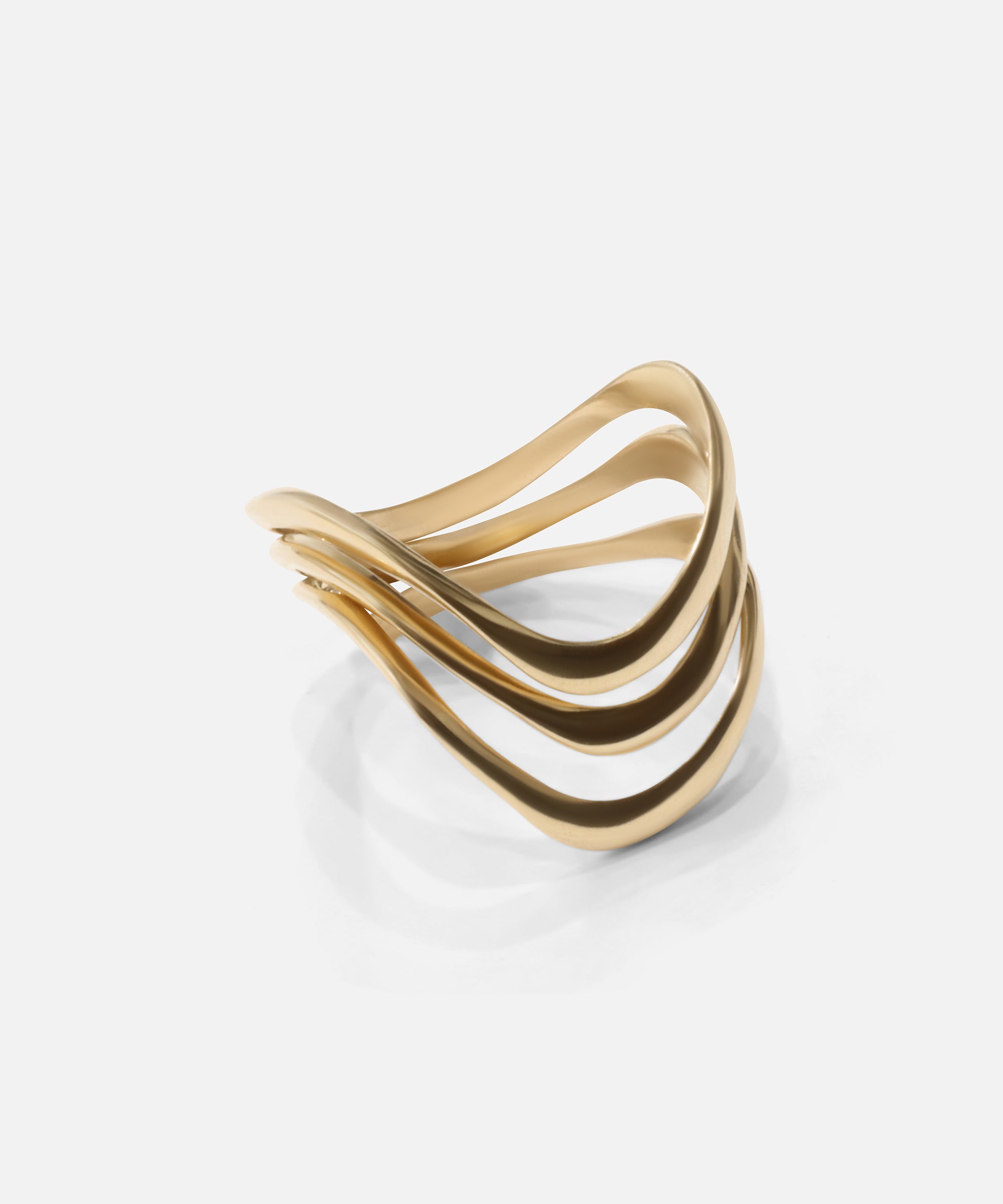 Side view of Twist Stack Rings in 14k yellow gold by Lucia B Marti