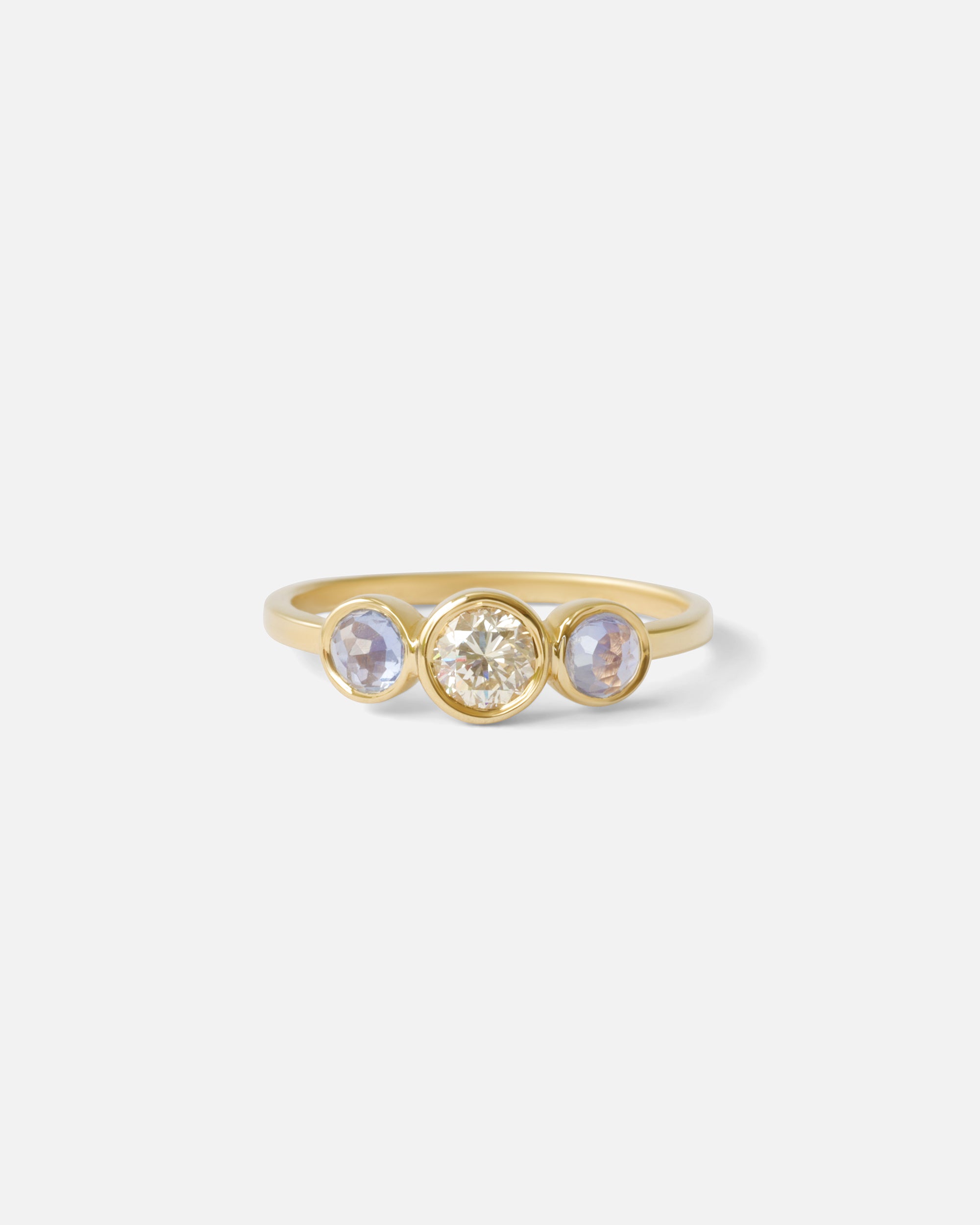 Diamond and Rose Cut Sapphire / 3 Stone Ring By Nishi