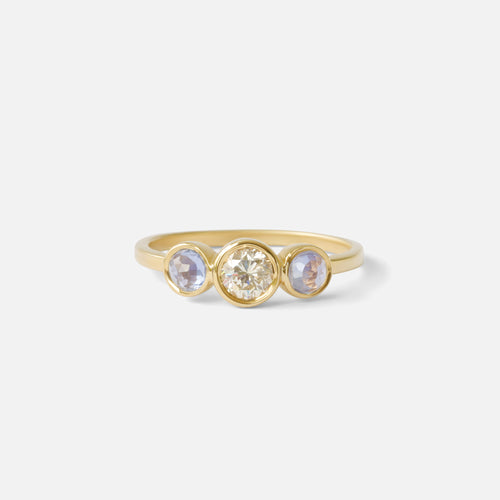 Diamond and Rose Cut Sapphire / 3 Stone Ring By Nishi in ENGAGEMENT Category