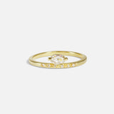 Front view of Rose Cut Pear Diamond Ring by Nishi