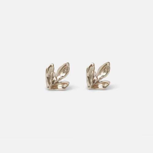 Leaf / White Studs By O Channell Designs in earrings Category
