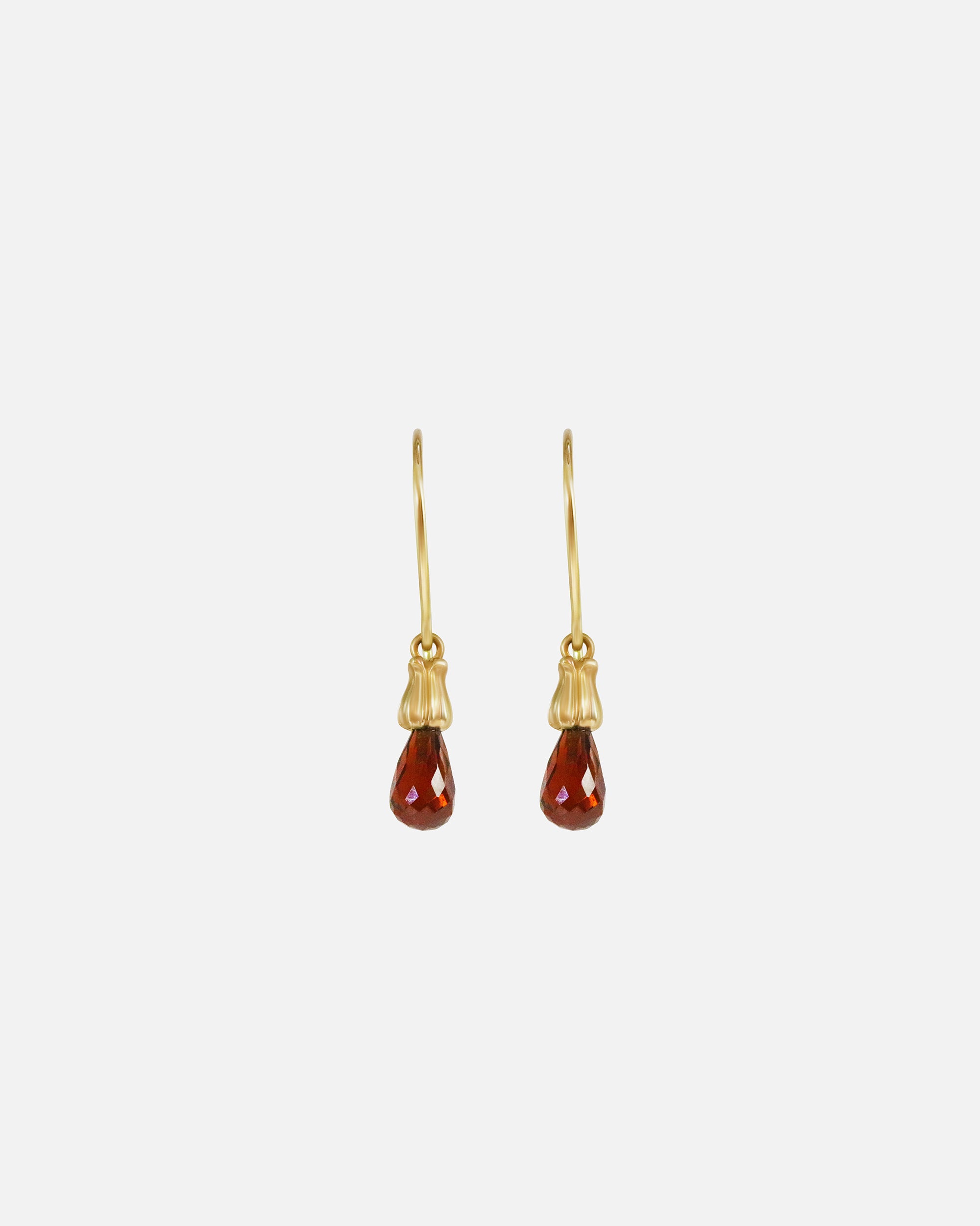 Front view of Little Mirror Bead Drops with Garnet