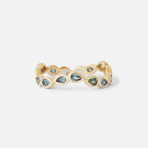 Aqua / Wavy Pear Sapphire Band By Ruowei in WEDDING Category