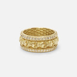 Front view of Skulls In A Line Band / Pave White Diamonds by Fitzgerald Jewelry